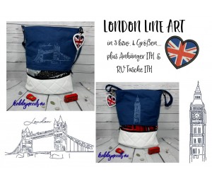 Stickserie - London Line Art inkl. Anhänger & Tasche ITH